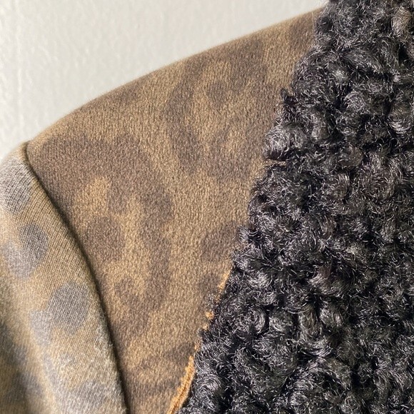 Anthropologie Marrakech Leopard Sherpa Moto Jacket Stretch Baddie Bomber Sheik - Picture 7 of 16